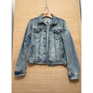 Polo Jeans Co Ralph Lauren‎ Distressed Denim Jacket Light Wash Womens Small S
